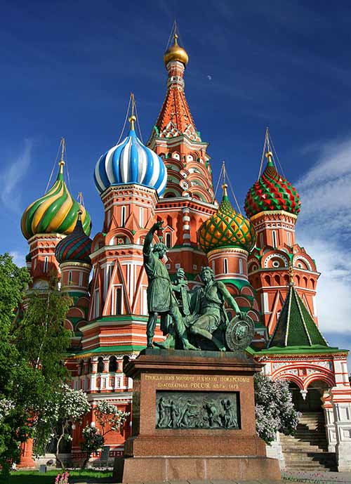 Saint Basil's Cathedral Church in Red Square of Moscow