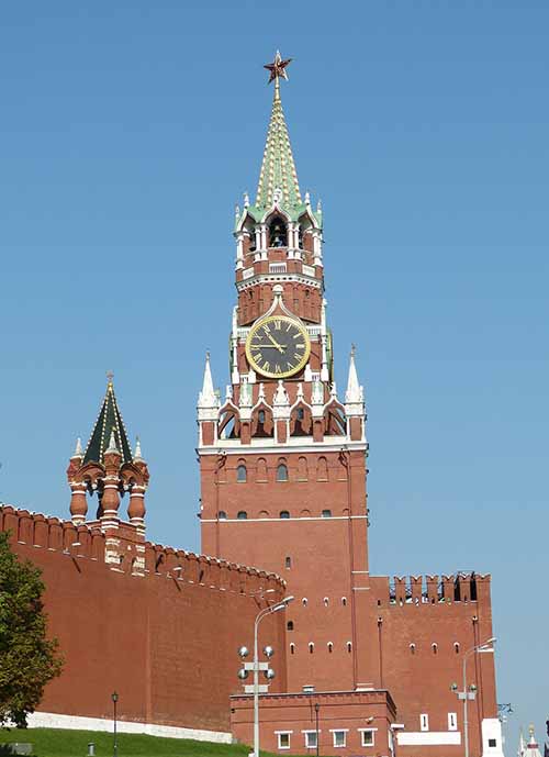 The Spasskaya Tower Red Square Kremlin Moscow Russia